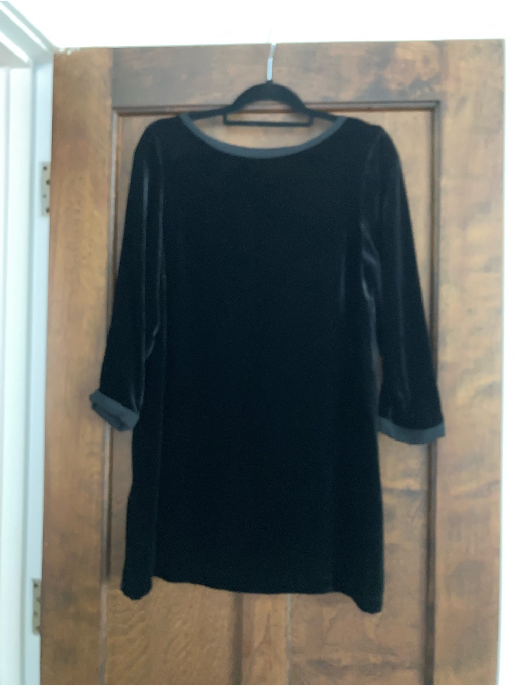 J. Jill Black Velvet Long-Sleeve Shift Dress